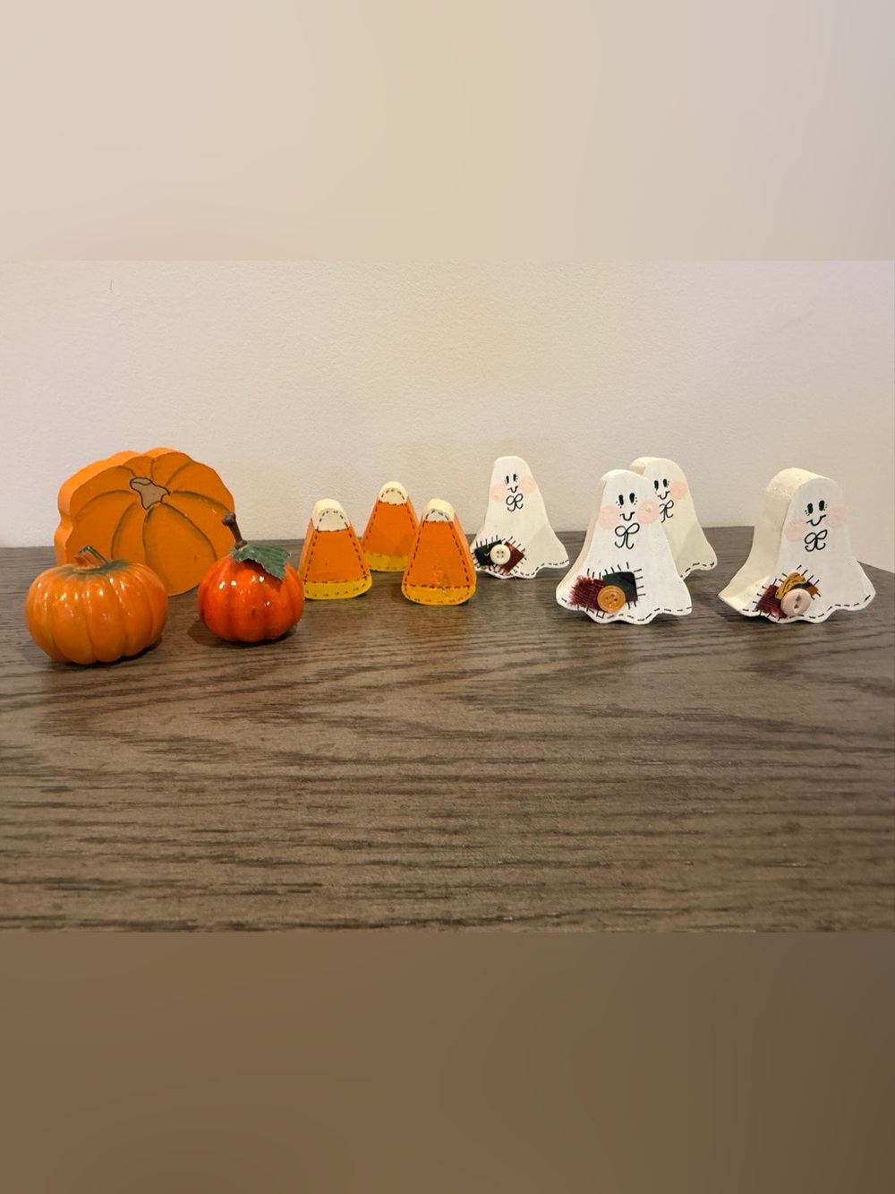 Rustic Wooden Halloween decor and Plastic Pumpkin Decor
